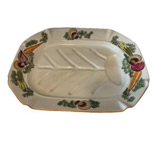 Vintage Design Craft Made USA 16" Ceramic Platter with Hand Painted Vegetables